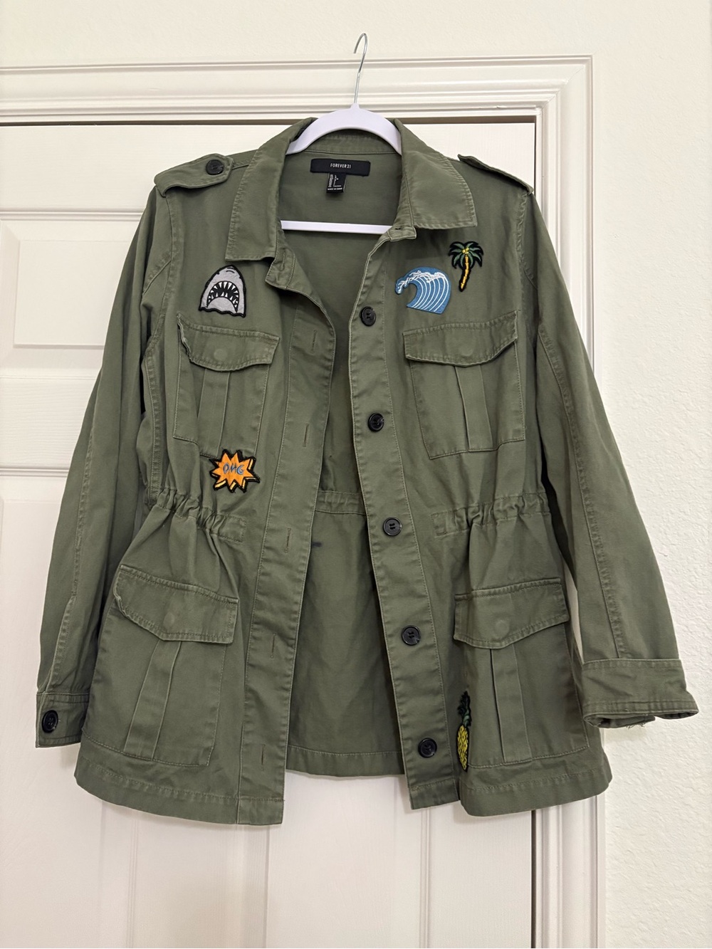 Forever 21 Green Utility Jacket with Patches